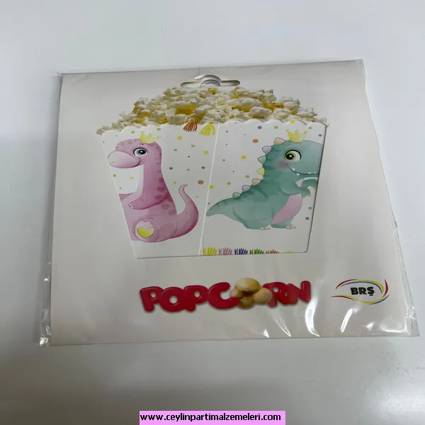 Renkli Dino Temalı Popcorn Kutusu